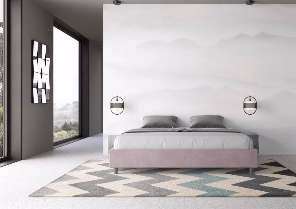 Letto Matrimoniale con Contenitore e Base Lift Up GIORDANOSHOP Colore Viola L: 212 cm, P: 39 cm, H: 215 cm – 2