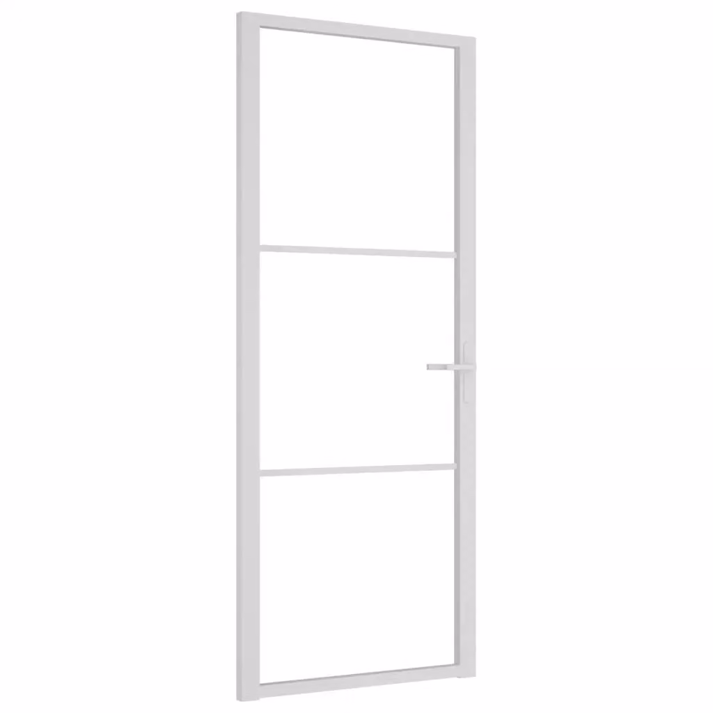 Porta in vetro moderna vidaXL con telaio in alluminio bianco e vetro trasparente, reversibile, L: 83 cm, H: 201,5 cm – 2
