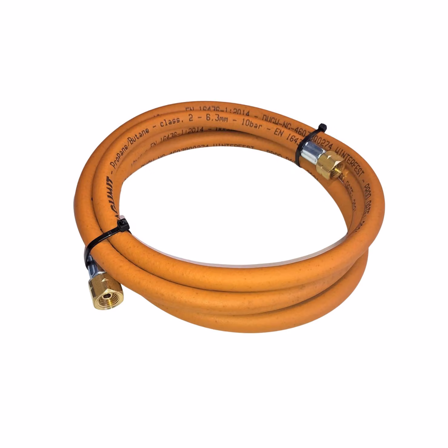 Tubo flessibile per gas propano-butano Zatechs, 10 m, 10 bar, Ø 6,3 mm, raccordi LKS femmina da 3/8" - 3/8", con attacco rapido, resistente fino a -30 °C, per barbecue a gas da campeggio