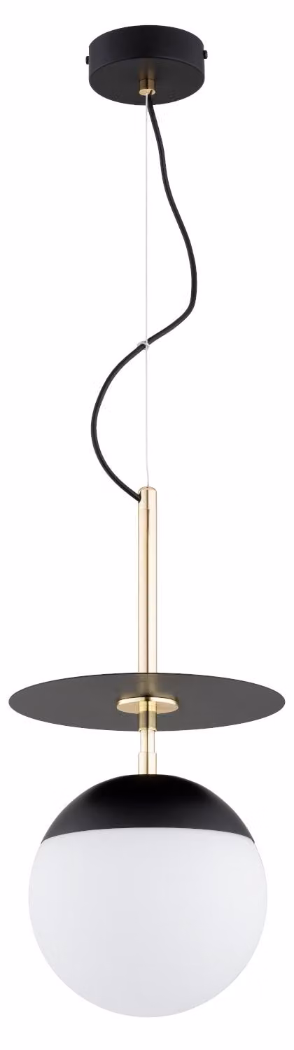 Lampada a sospensione a sfera bianca su asta QEENCY nera 1xE27x15W metallo dim.: 85x23x23 cm IP20 Alfa