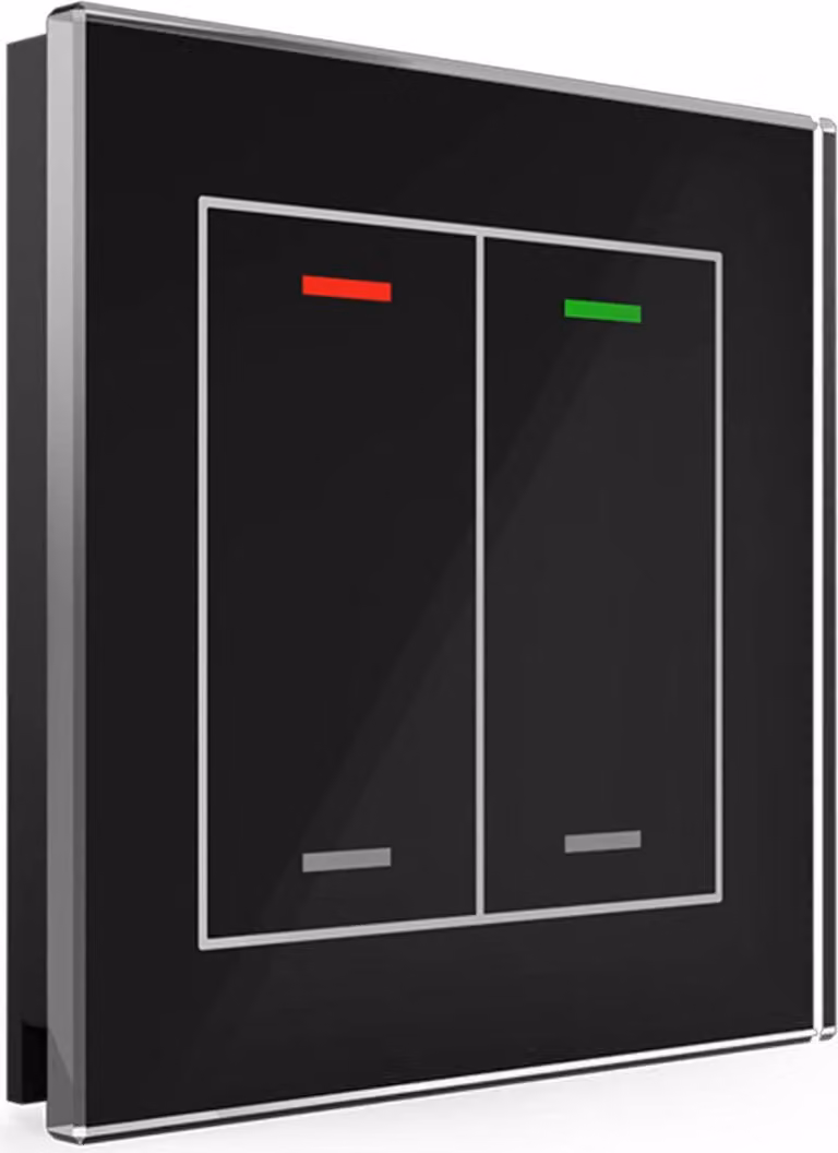 MDT KNX Pulsante in vetro II Light doppio RGBW, nero, neutro, 1 pz.