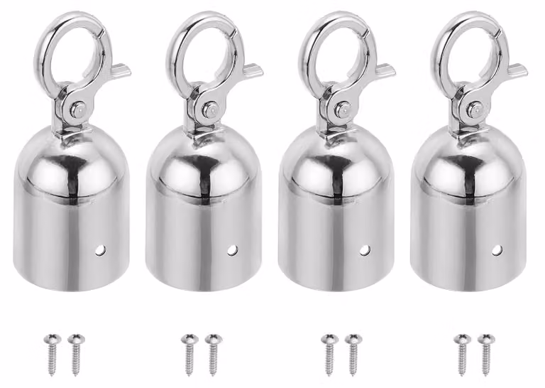 Set di 4 terminali per cavi, adatti per corde di delimitazione, colore argento, in alluminio