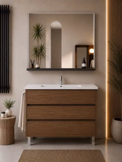 Mobile bagno con lavabo ORIGENBATH IMPERIA senza specchio 80x45 cm frassino tea
