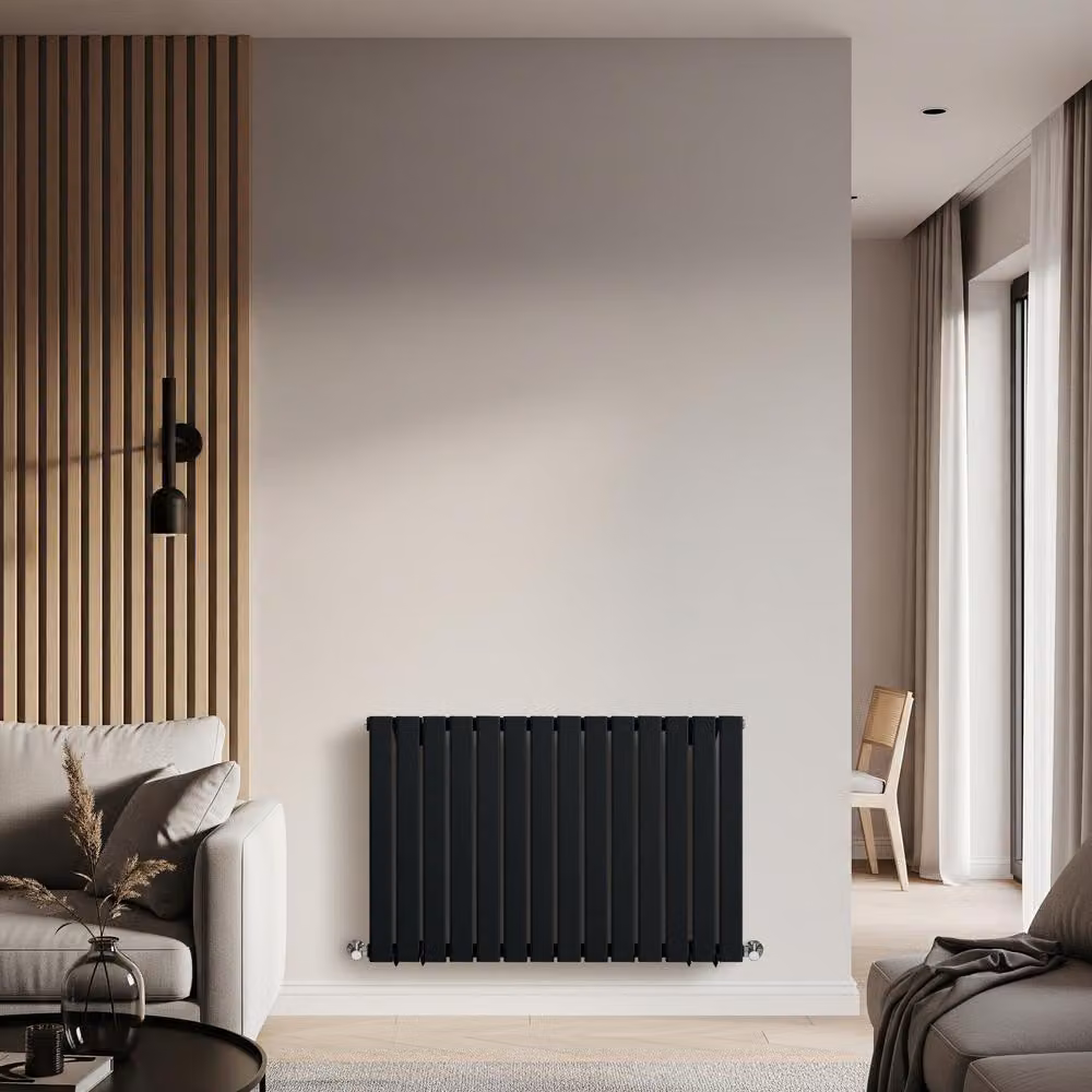 Radiatore Termosifone d'Arredo Orizzontale Nero Opaco - 700W - Delta