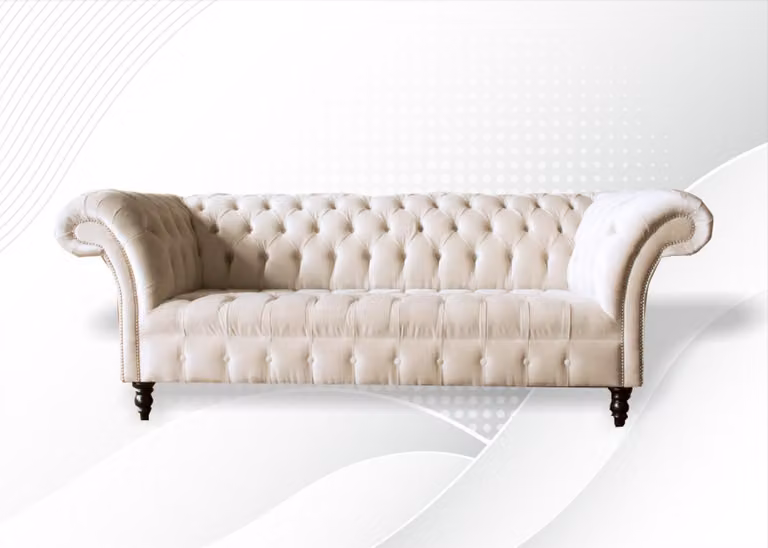 Chesterfield 3 Sitzer Polster Sitz Couch Sofa Garnitur Big Couchen Beige xxl