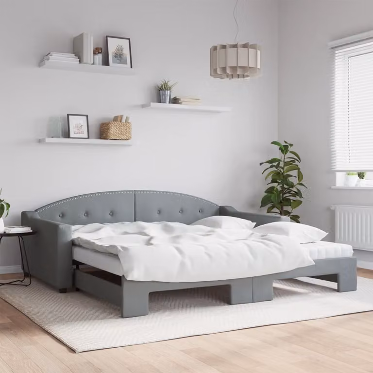 Maison Exclusive - Divano letto estraibile con materasso grigio chiaro 100x200 cm in tessuto