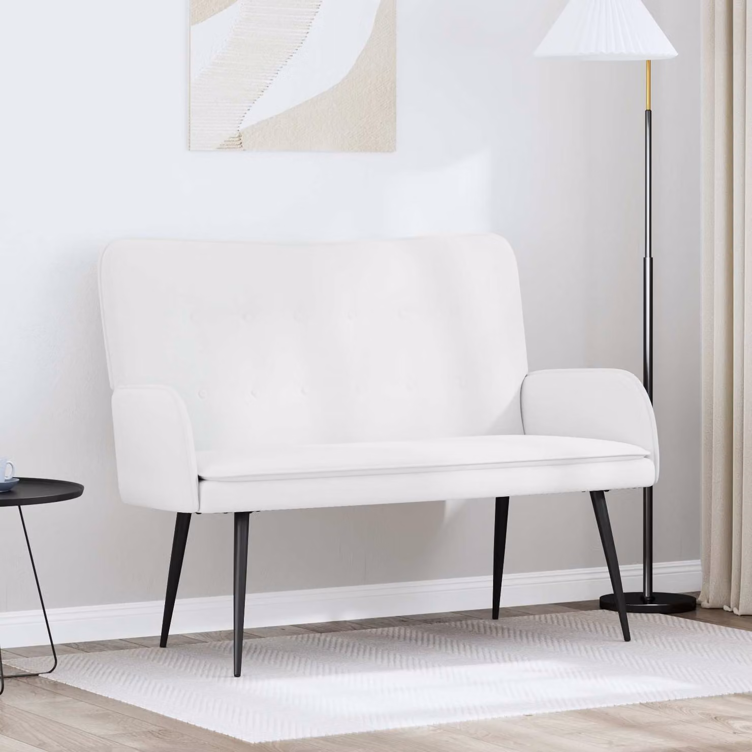 vidaXL Divano a 2 Posti Moderno in Tessuto Bianco e Nero L: 115 cm, P: 61 cm, H: 87 cm