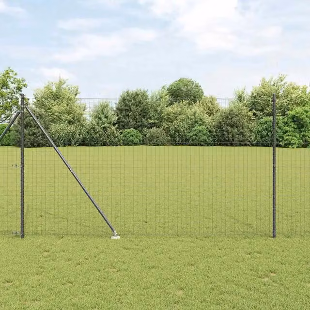 Recinzione Euro vidaXL in acciaio rivestito in PVC grigio con punti, L: 10 m, H: 1,6 m – 1
