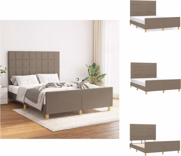 vidaXL Struttura letto con testiera in tessuto taupe 140x190 cm - Letti e strutture letto