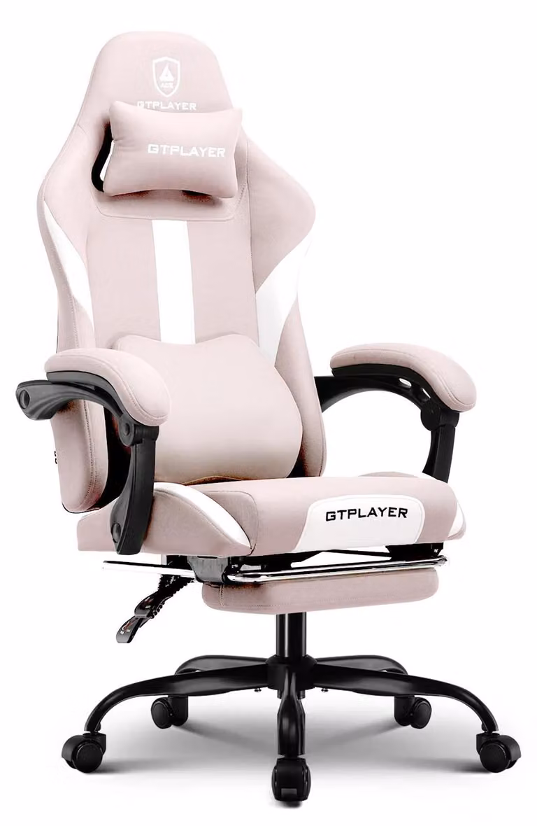 Sedia da gaming - GT905 - Ergonomica - Tessuto traspirante - Girevole - Con rotelle e braccioli - 55×55×130 cm - Portata massima 150 kg - Rosa