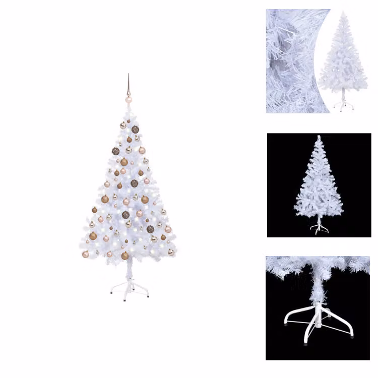vidaXL Albero di Natale artificiale con illuminazione baubles 150cm 380 rami - Alberi di Natale