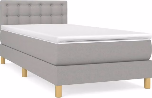 Letto singolo | Letto per adulti | Giroletto a Molle con Materasso Grigio Chiaro100x200 cm Tessuto