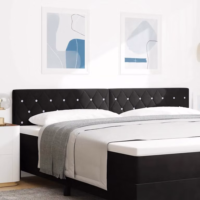 Testiera per letto con illuminazione LED vidaXL in velluto nero, Larghezza: 200 cm