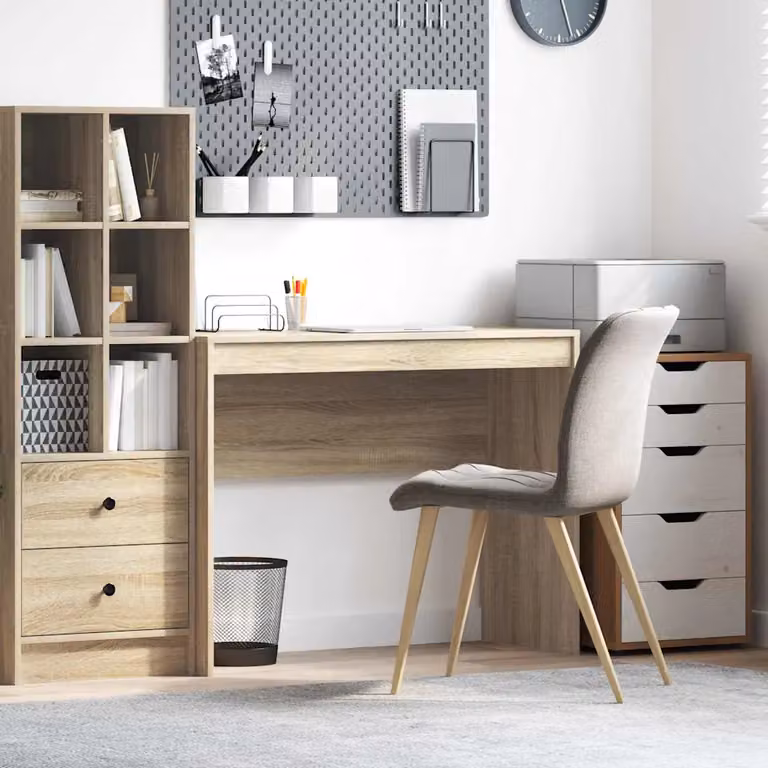 Scrivania vidaXL in stile minimalista color rovere, L/P/H: 100 x 40 x 76 cm