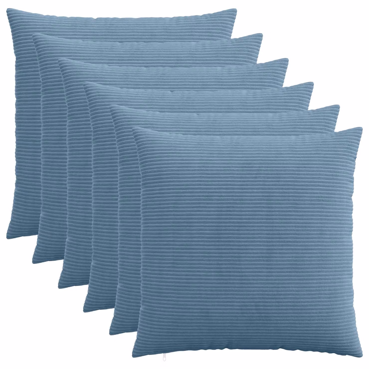 Set di 6 federe vidaXL HEERLEN in velluto a coste blu, 60 x 60 cm