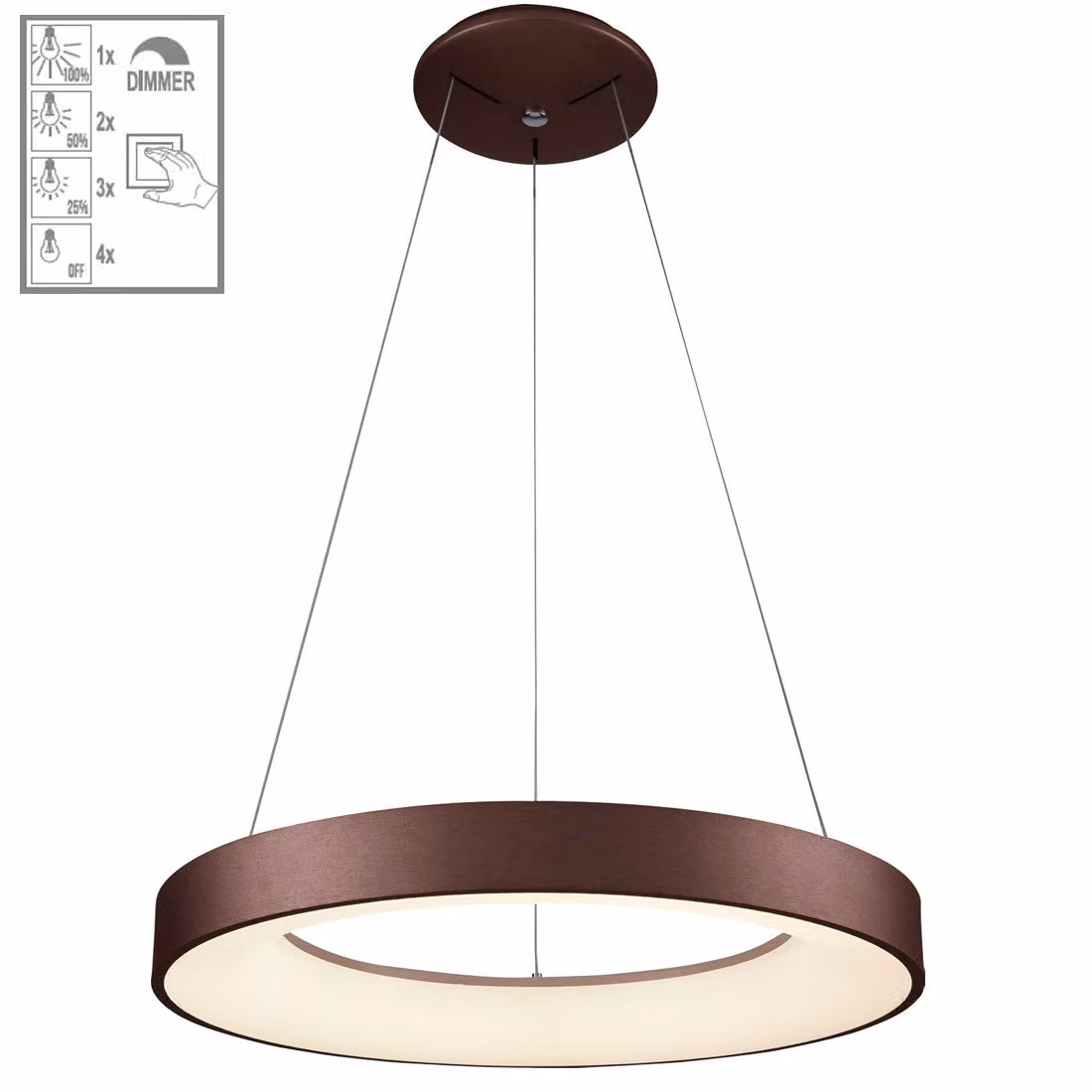 Lampada a sospensione LED GENTIS 50W, 4000K, caffè, Ø: 60 H: 120 cm, dimmerabile in 4 fasi