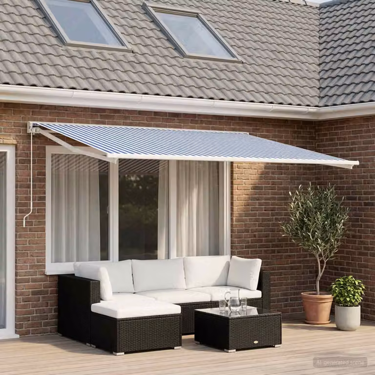 Telo di ricambio per tenda da sole vidaXL in poliestere, Blu e Bianco, L 400 x P 200 cm