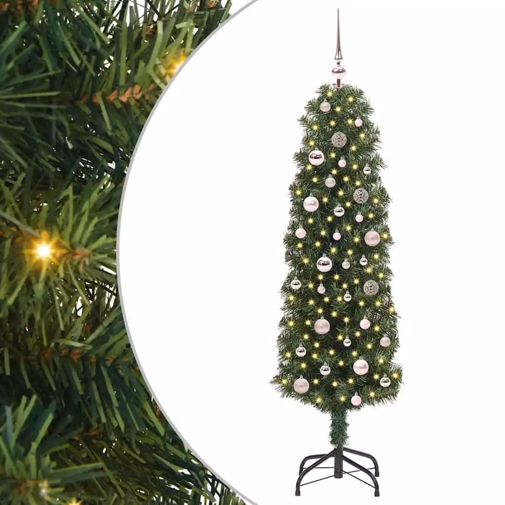 Albero di Natale artificiale moderno vidaXL verde con 150 LED luce bianca calda, Altezza: 150 cm