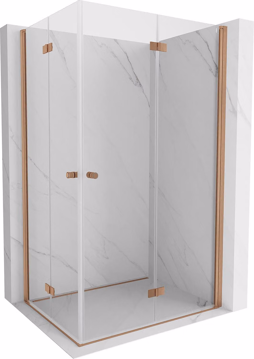 Mexen Mist-F Duo cabina doccia pieghevole destra 70 x 90 cm, trasparente, rame spazzolato - 8A6-070L-090P-65-00