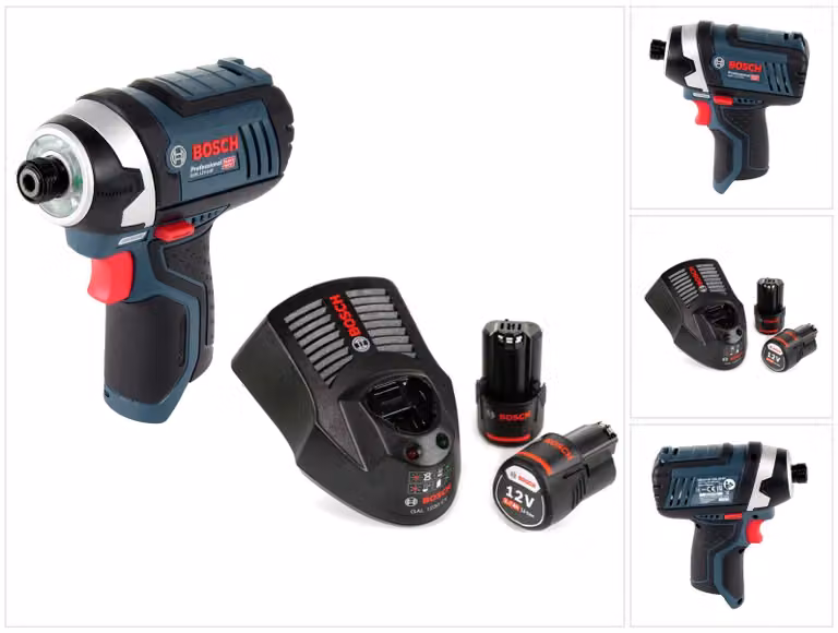 Bosch GDR 12V-105 avvitatore a impulsi a batteria 12V 105Nm + 2x batteria ricaricabile 2,0Ah + caricatore