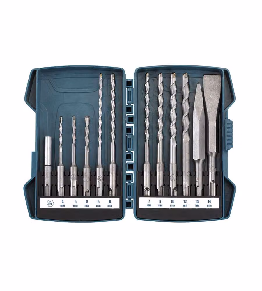 Fervi Kit Punte e Scalpellini in Metallo Duro SDS-Plus 12 Pezzi