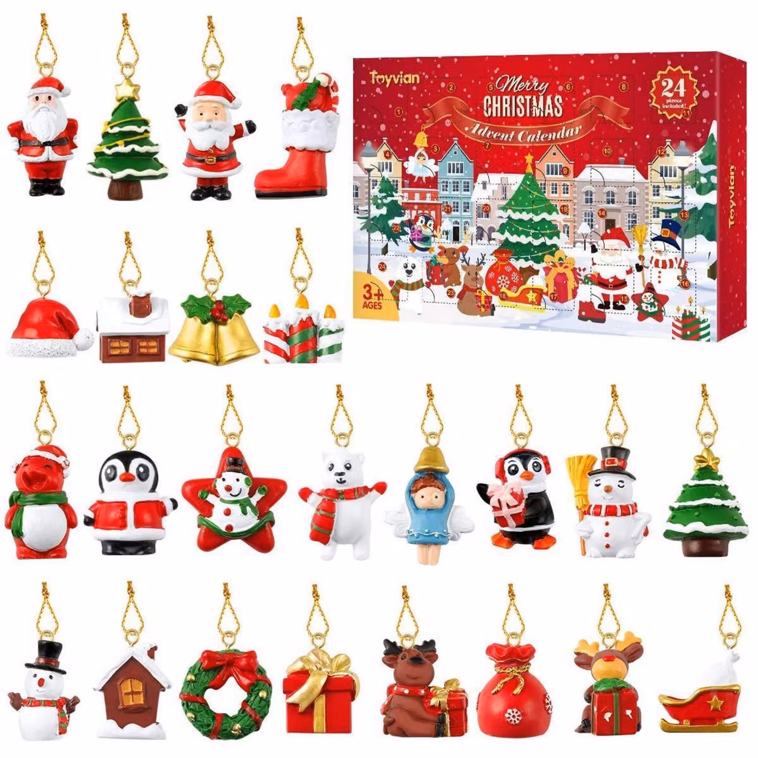 Calendario dell'Avvento con decorazioni natalizie da appendere, per contare i giorni che mancano al Natale
