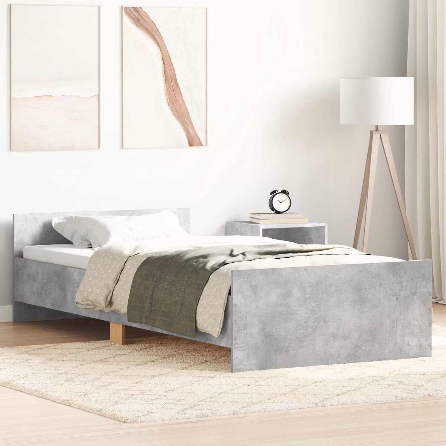 Struttura del letto moderna vidaXL in legno in color grigio, L 80 x P 200 cm