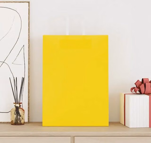 Sacchetti di carta con manici gialli vidaXL, confezione da 250 pezzi, L: 32 cm, P: 17 cm, H: 44 cm