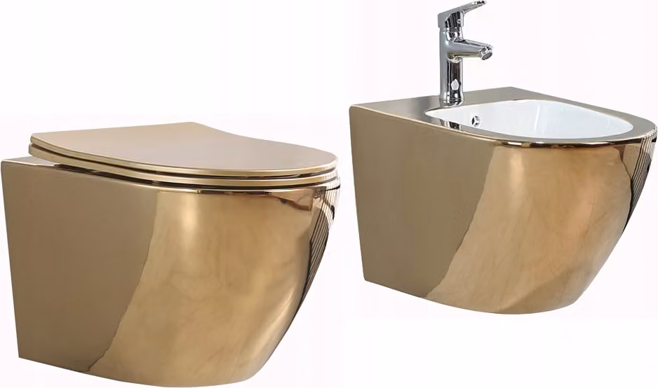 WC sospeso WC sospeso in Vetroceramica + bidet Oro