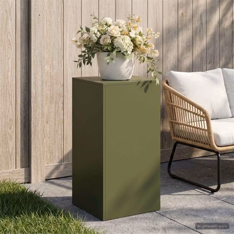 Supporto per piante vidaXL in acciaio Corten colore verde oliva L/P/H: 40 x 40 x 80 cm