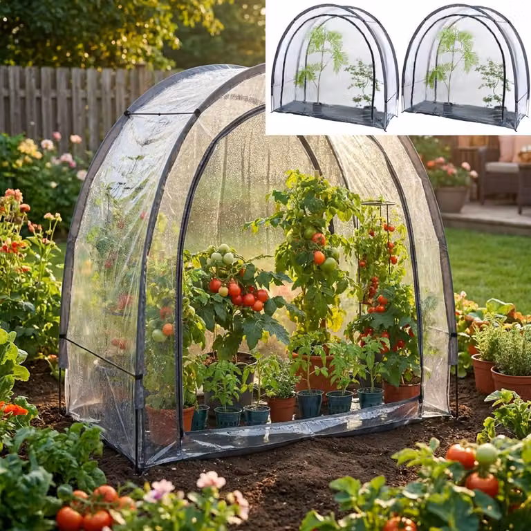 Set da 2 pezzi composto da una robusta serra in plastica e una tenda per lo svernamento, 175x186x84 cm: una protezione per le piante che garantisce un raccolto ottimale e una cura al riparo dal gelo