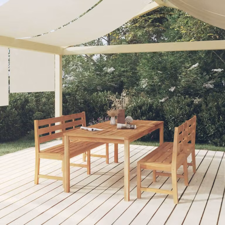 Set da pranzo per giardino vidaXL in legno di teak marrone composto da 3 pezzi