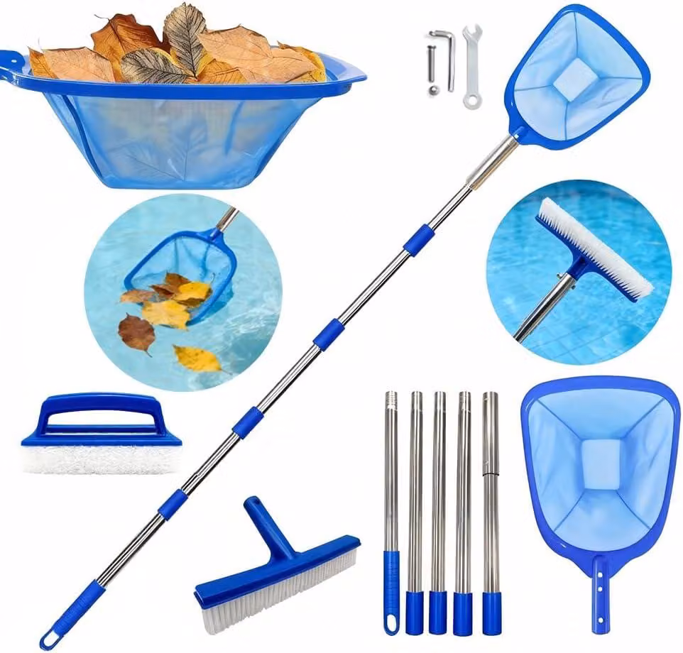 Retino per piscina con manico, lunghezza 218 cm