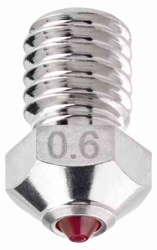 Ugello da 0,6 mm per hotend, temprato e resistente all'usura, in ottone nichelato