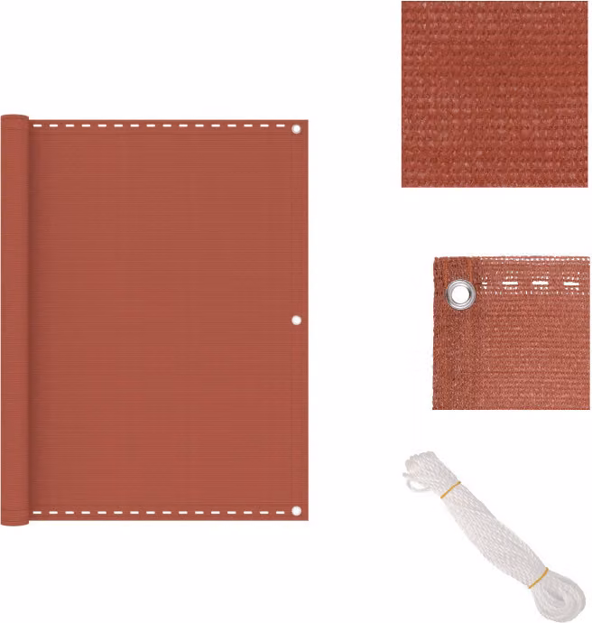 vidaXL Schermo privacy per balcone rosso terracotta 120x600 cm HDPE - Ombrelloni e tende da sole