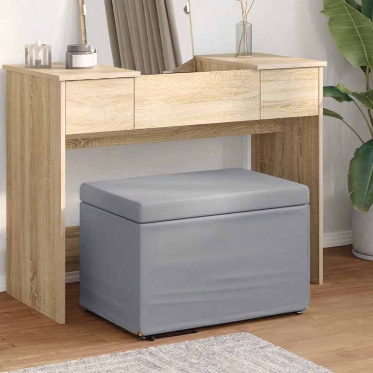 Pouf vidaXL Grigio chiaro in tessuto con struttura in legno L: 61 cm, P: 41 cm, H: 40 cm