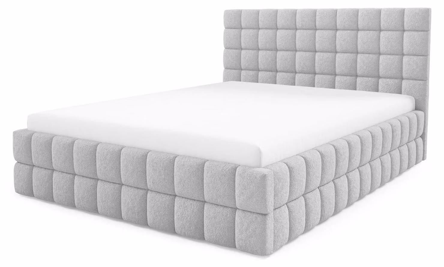 Letto imbottito con contenitore Stratus, finitura grigio perla, dimensioni 140 x 200 cm