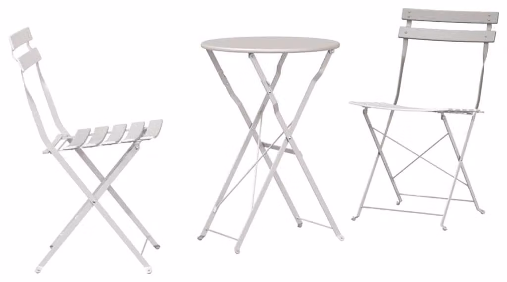 Set da bistrot pieghevole - Acciaio beige - 2 posti a sedere