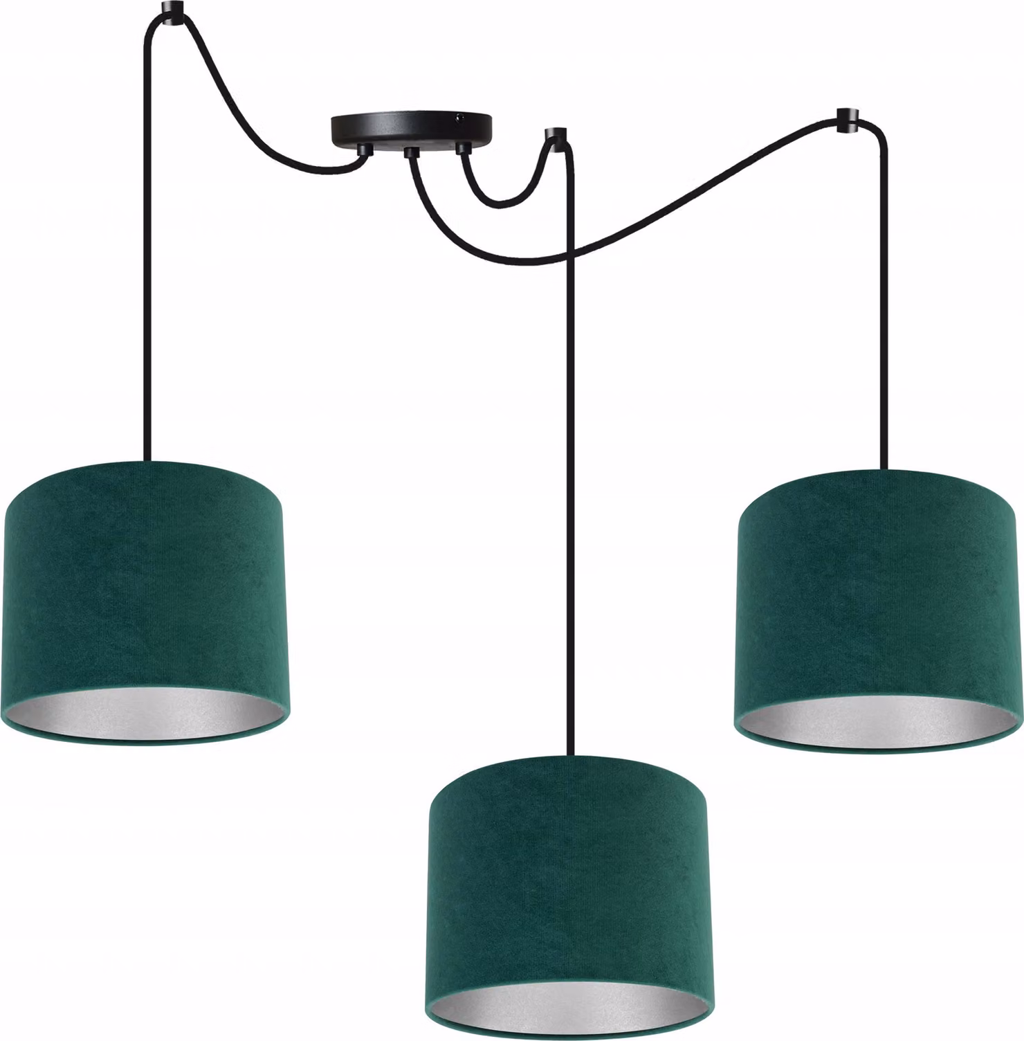 Lampada a sospensione, lampadario da soffitto, cromo, paralume in velluto
