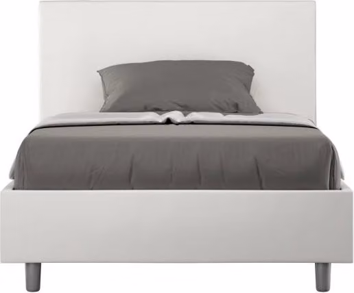 Letto imbottito 1 piazza e mezza 120x210 cm Adele - Bianco,Similpelle,Con rete