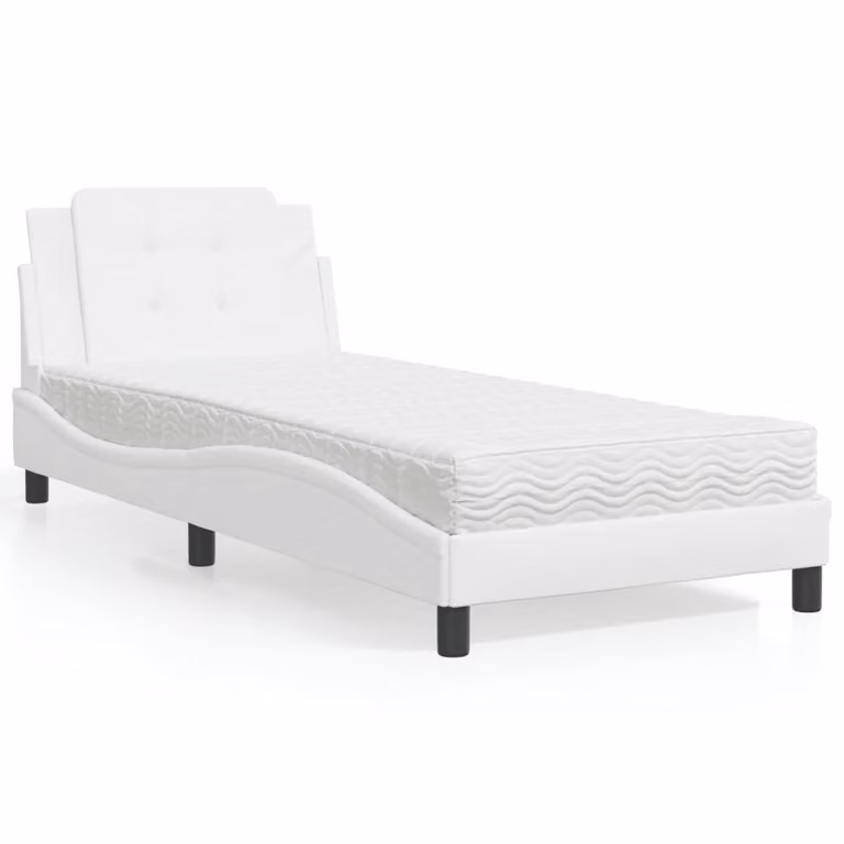 Letto con Materasso Zadar vidaXL Bianco in Similpelle, L/P/H: 80 x 200 cm