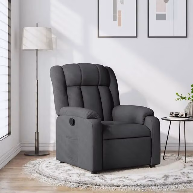 Poltrona reclinabile relax vidaXL in tessuto grigio con braccioli e leva manuale