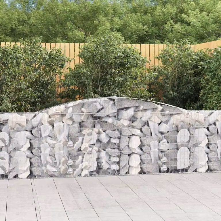 Set di 6 Cesti Gabbioni ad Arco vidaXL in Acciaio Zincato Grigio L: 400 cm, P: 30 cm, H: 100/120 cm