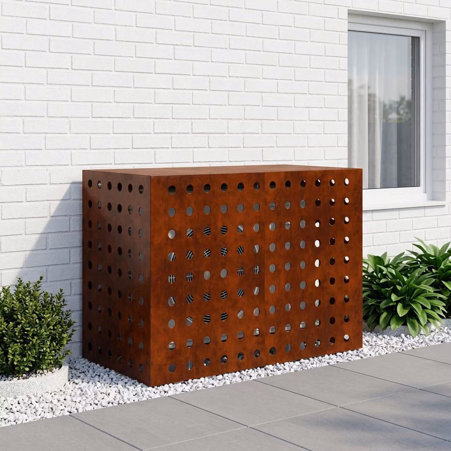 Copertura per condizionatore d'aria vidaXL in acciaio color bronzo L 100 x P 50 x H 70 cm