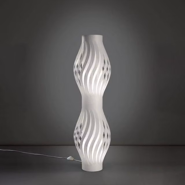 Piantana moderna Helios Polilux Linea Zero bianca con 2 luci E27, Altezza: 123 cm