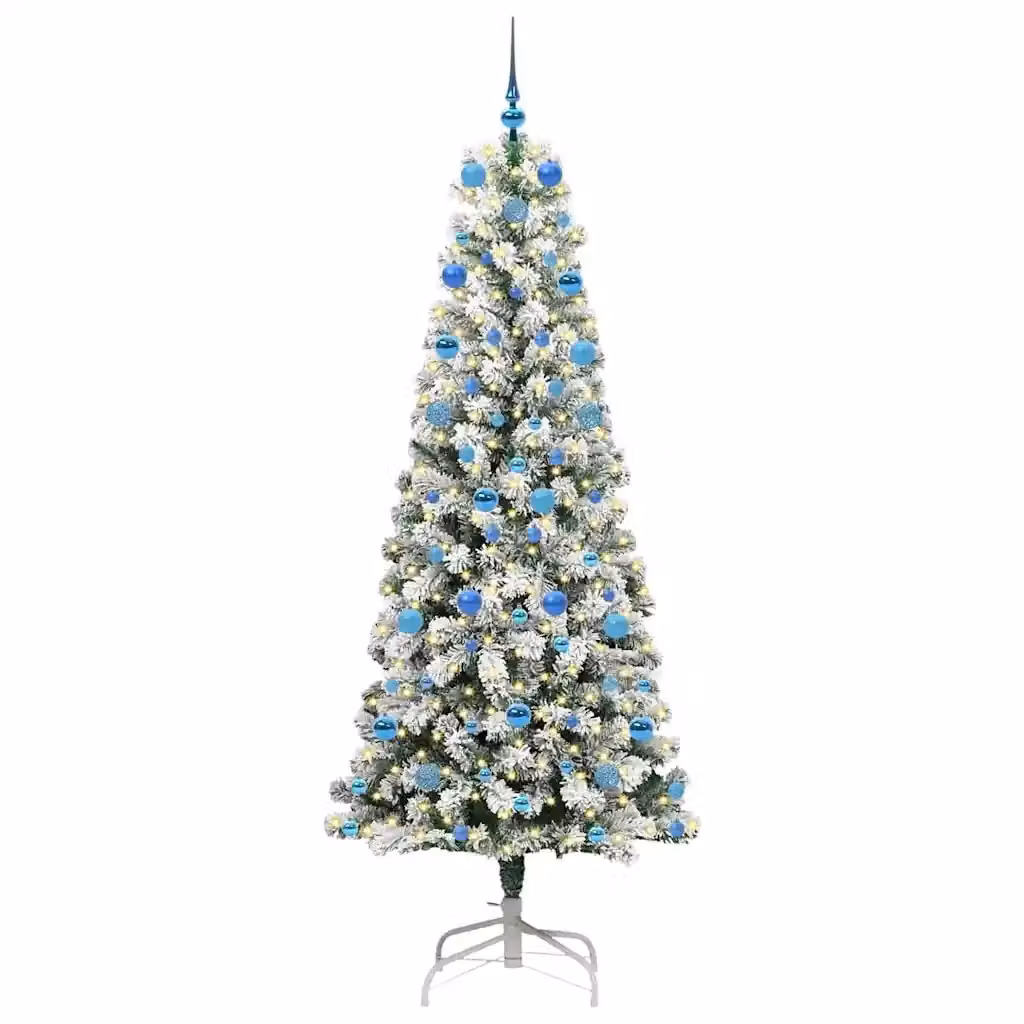 Albero di Natale artificiale moderno vidaXL con rami pieghevoli e luci LED bianco caldo, Altezza: 210 cm – 2