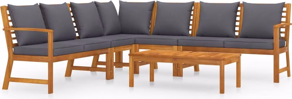 Set Divani da Giardino 6 pz con Cuscini in Massello di Acacia