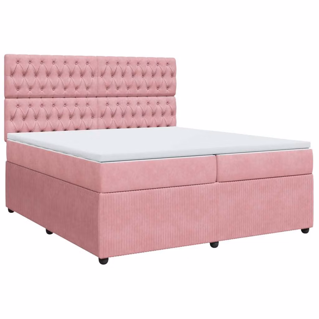 Giroletto a Molle con Materasso Rosa 200x200 cm in Velluto