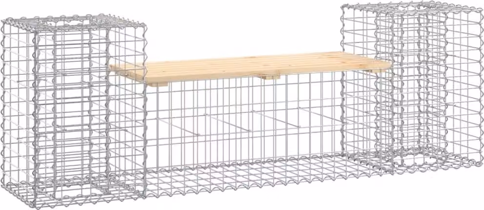 Panca Giardino Design Gabbione 183x41x60,5 cm Massello di Pino