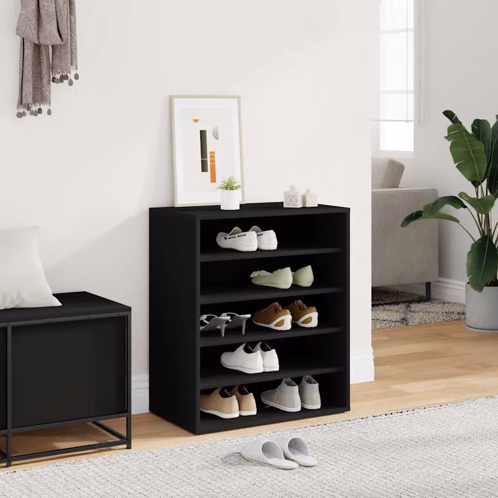 Armadio porta scarpe moderno vidaXL nero con ripiani piatti e montaggio a parete L: 60 cm, P: 35 cm, H: 70 cm